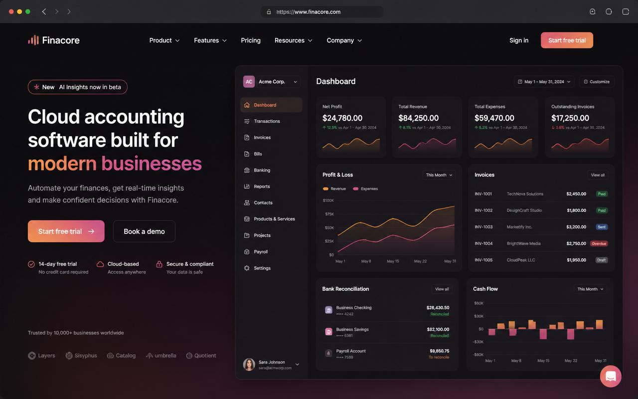 Accounting Cloud landing page preview