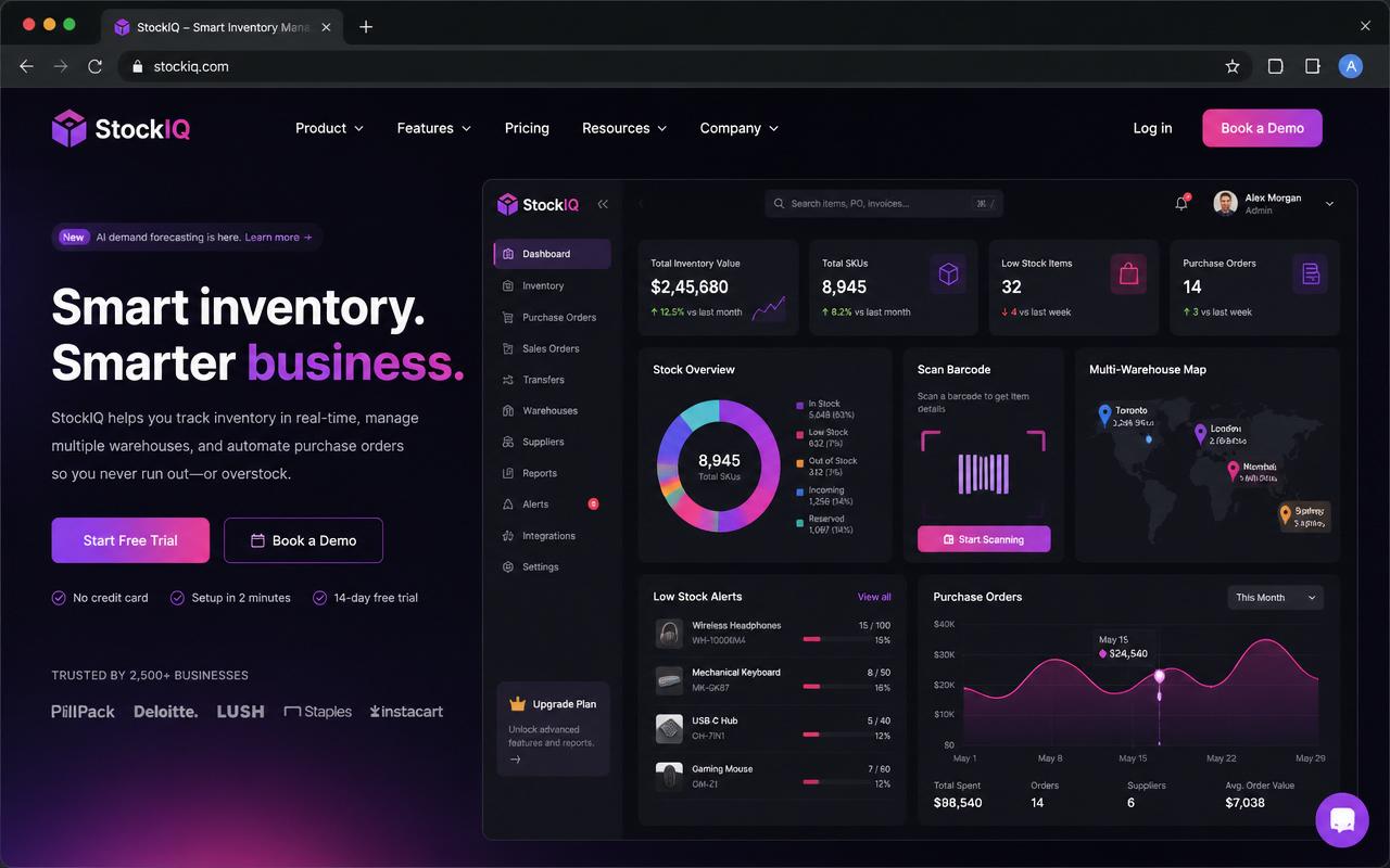 Smart Inventory Platform landing page preview